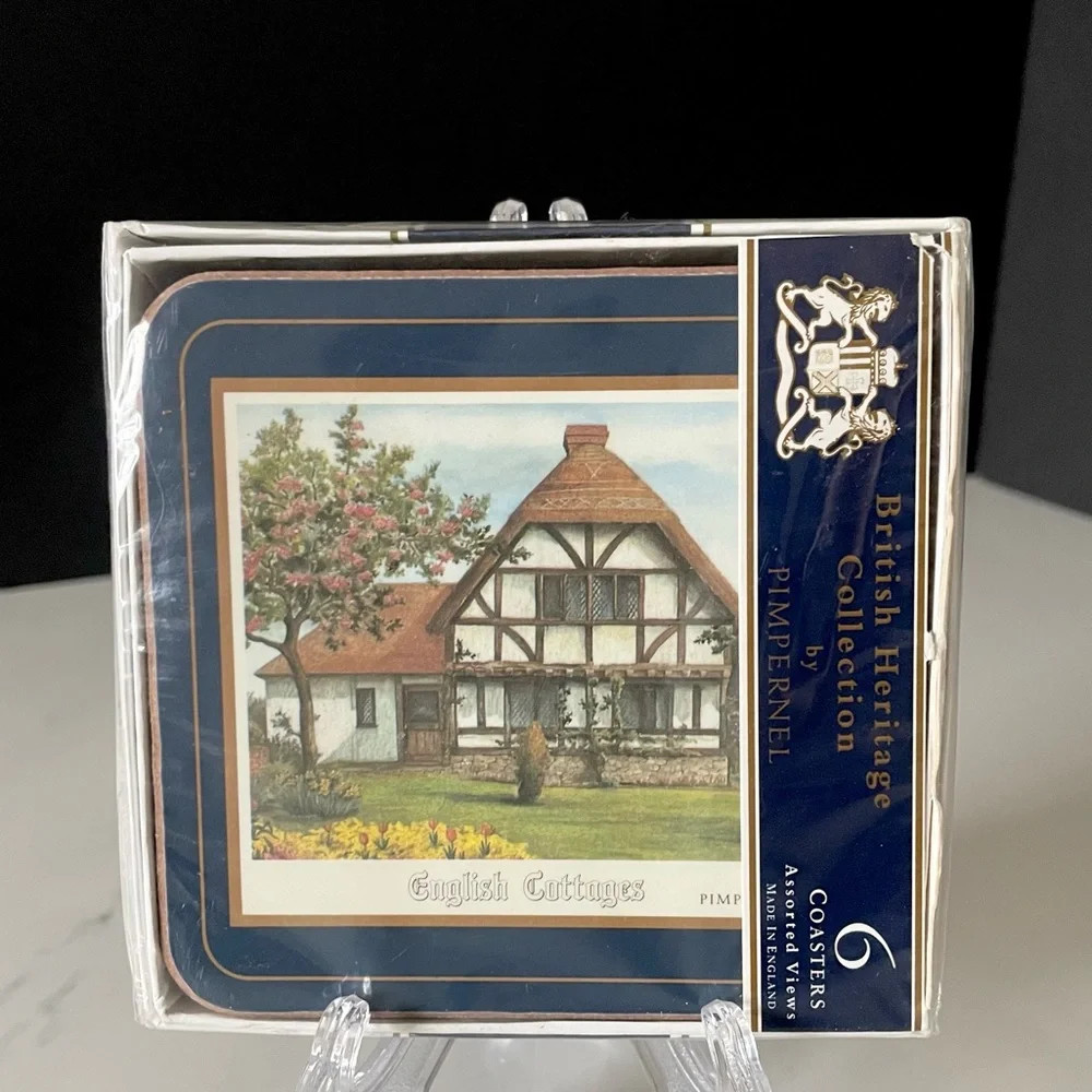 NEW! SET of 6 English Cottage Blue Coasters by Pimpernel